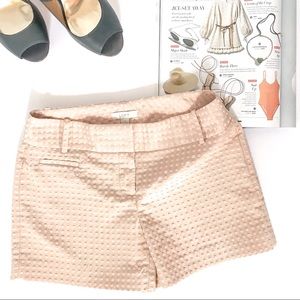 LOFT Pink Dress Shorts Embroidered Polka Dot